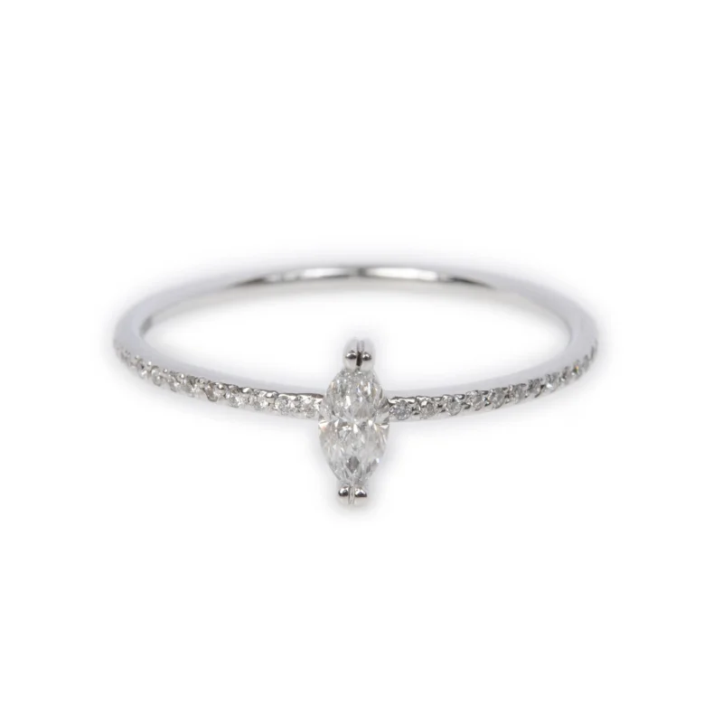 White Gold Diamond Marquise with Set Band Ring