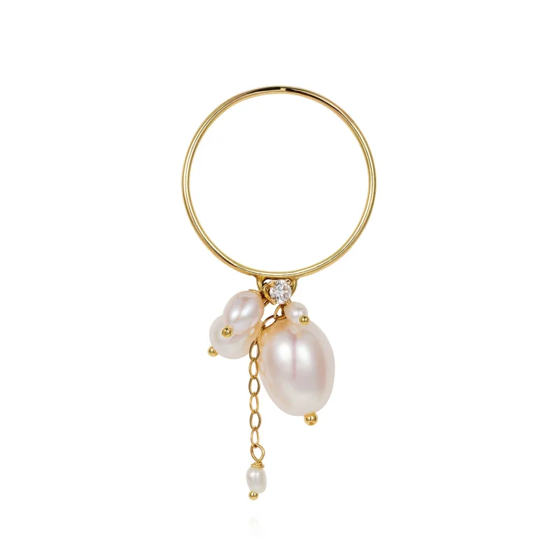 Snow Drop Pearl & Diamond Ring
