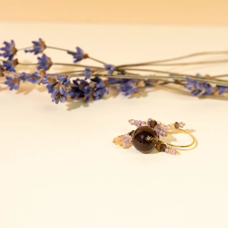 Sale Smokey Quartz Ball Ring