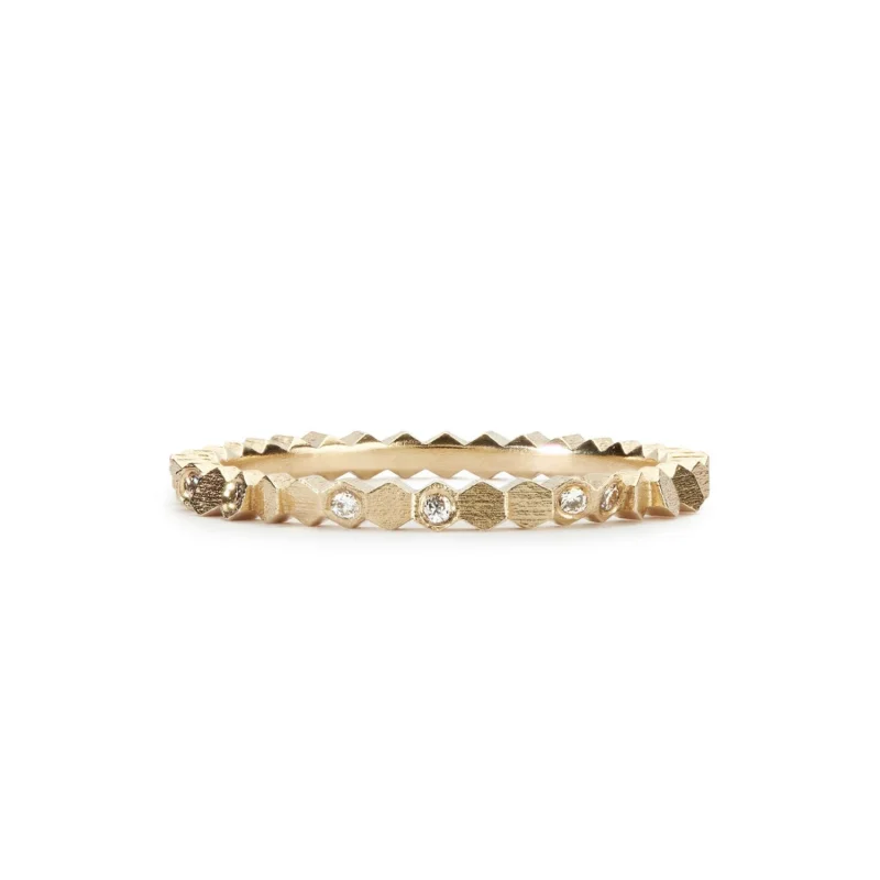 Gold Diamond Single Hex Ring