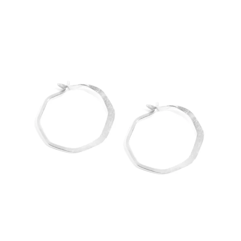 Small Silver Octagon Hoops