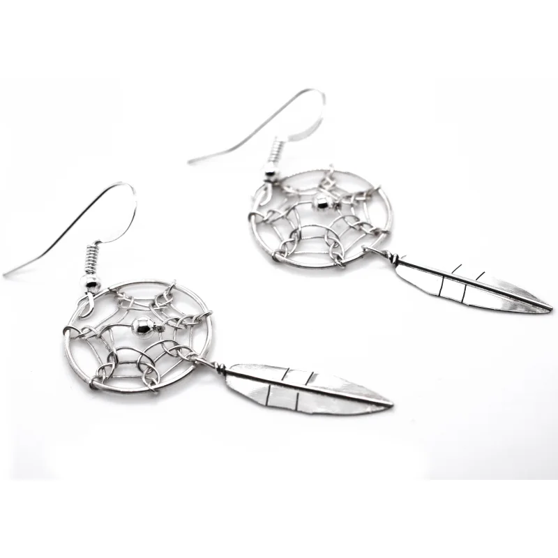Silver Zuni Dreamcatcher Earrings
