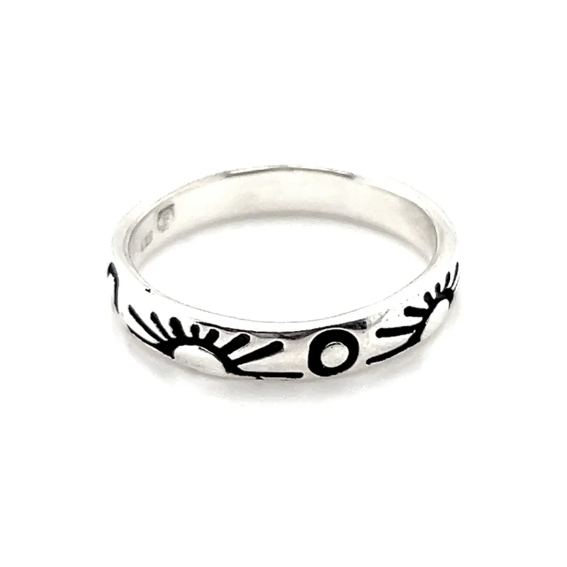 Sun and Moon Etched Band Ring