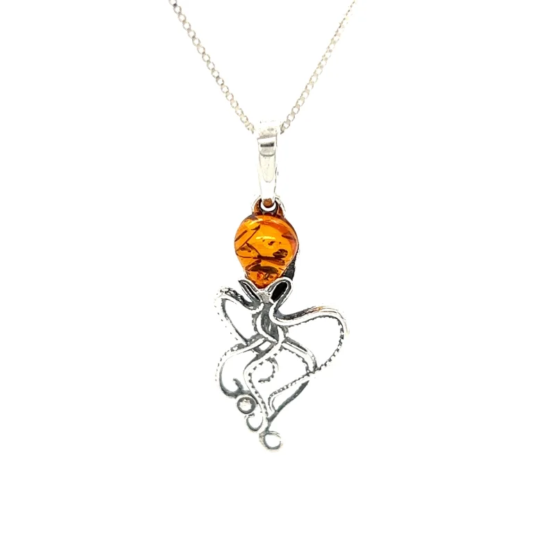 Whimsical Amber Octopus Pendant