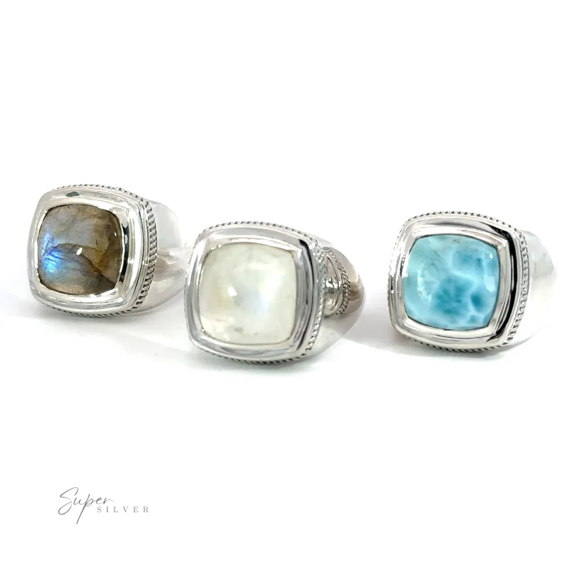 Square Stone Signet Ring Labradorite
