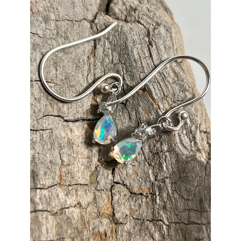 Tiny Teardrop Ethiopian Opal Earrings