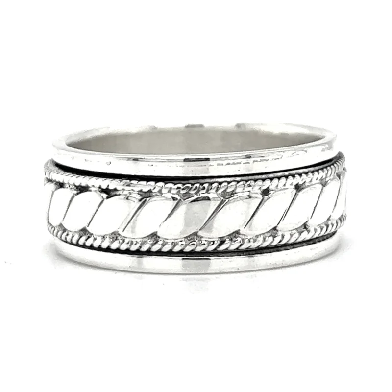 Spinner Ring With Flat Rope Pattern