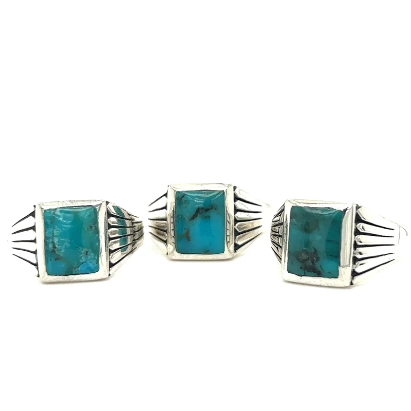 Square Kingman Turquoise Signet Ring