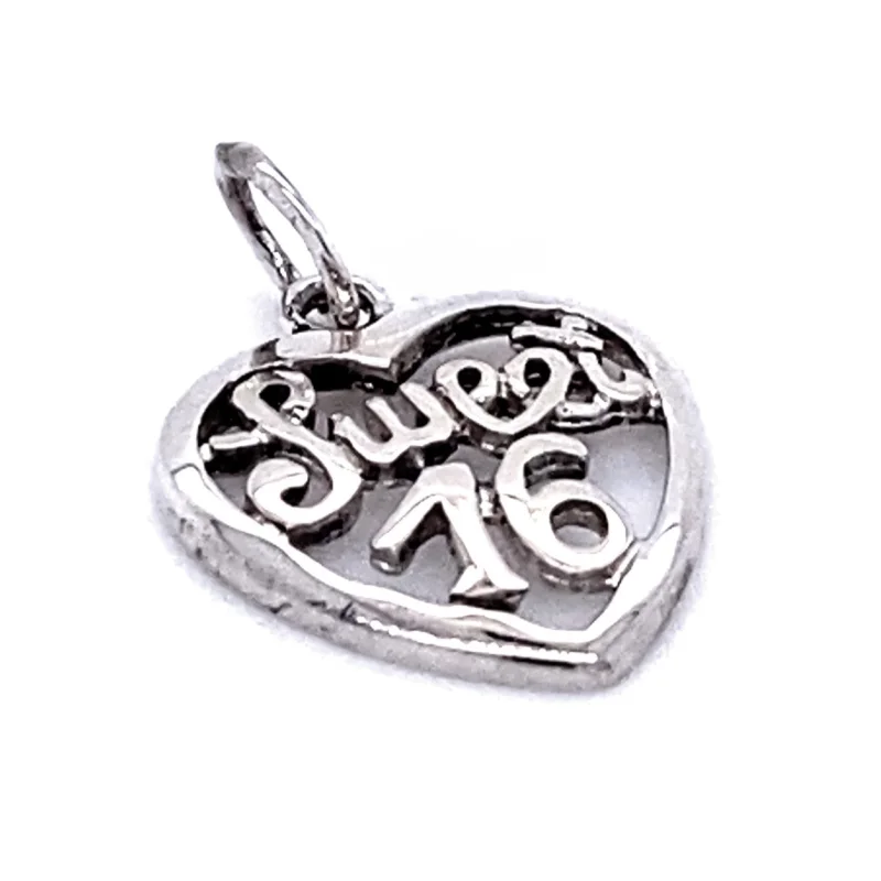“Sweet 16” In Open Heart Pendant