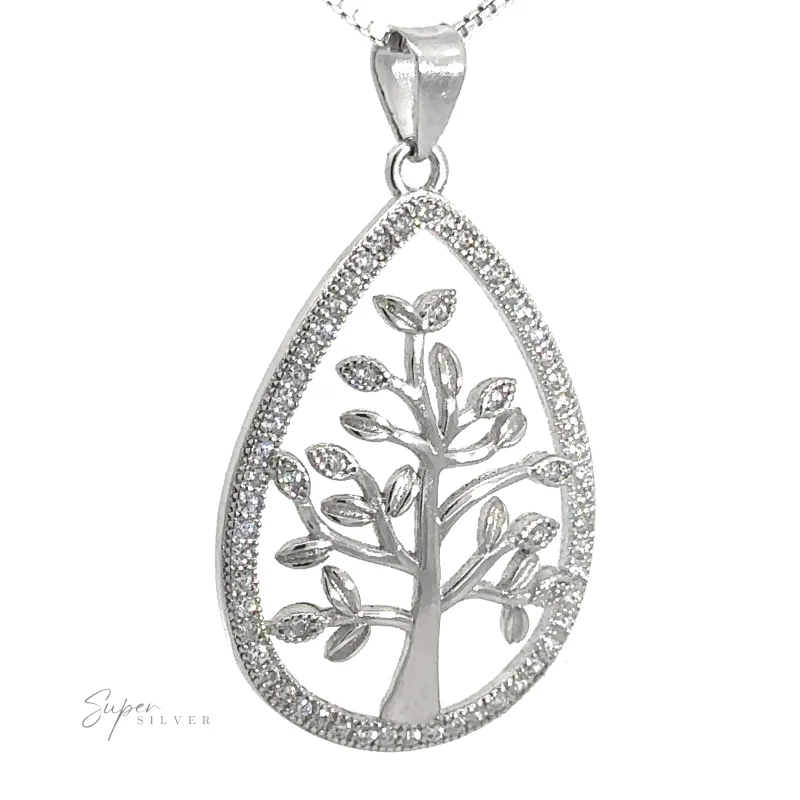 Brilliant CZ Tree of Life Pendant