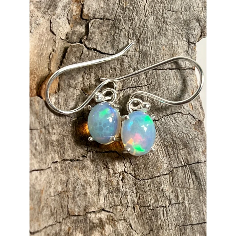 Vibrant Oval Ethiopian Opal Earrings