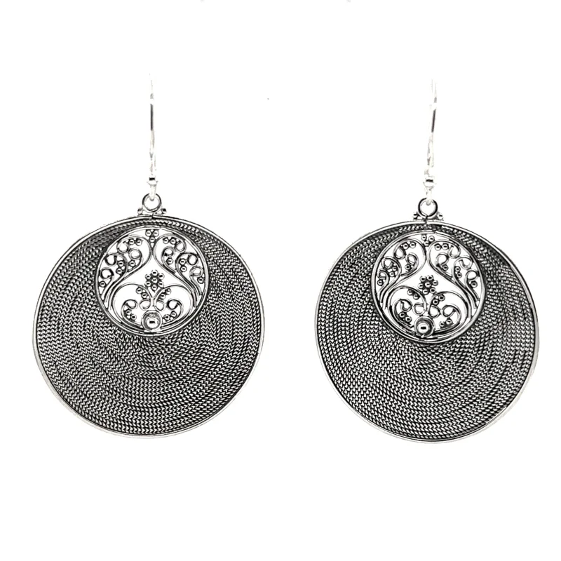 Statement Intricate Round Bali Earrings
