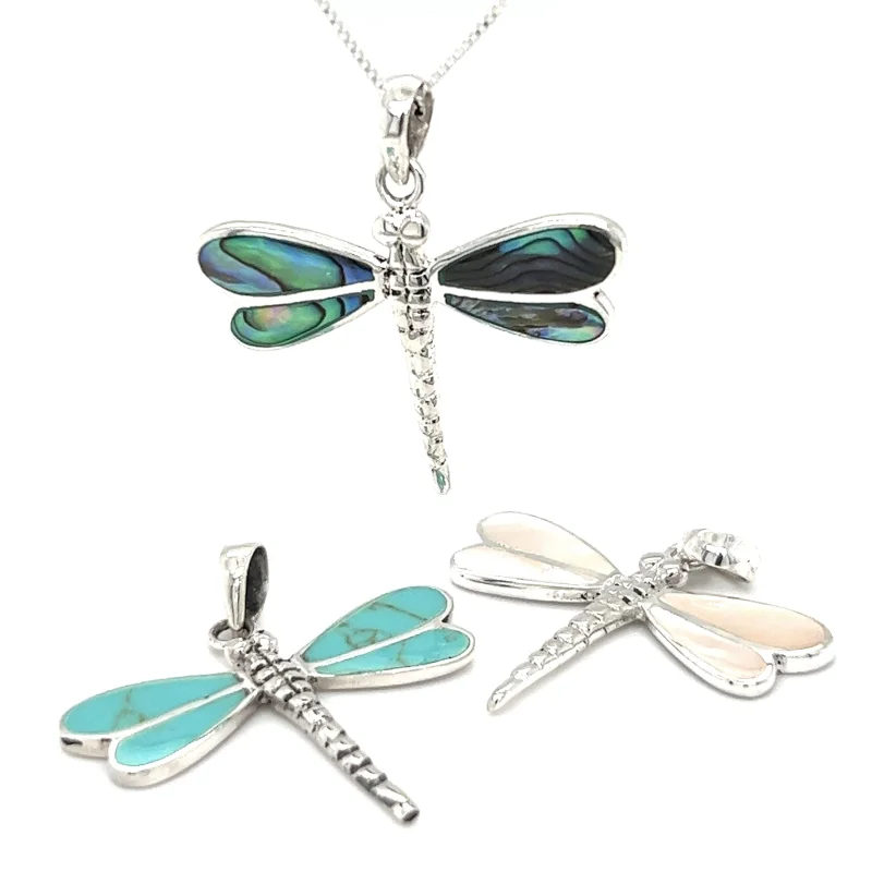 Dragonfly Inlay Stone Pendant