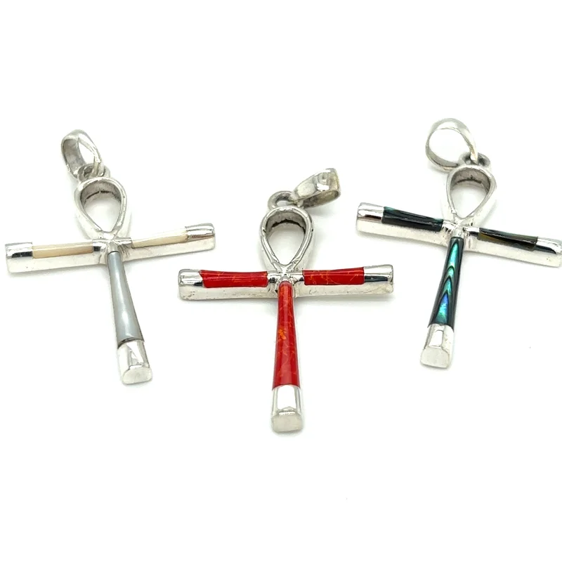 Inlay Stone Ankh Pendant