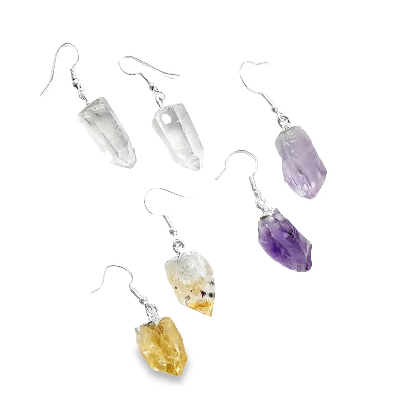 Simple Raw Crystal Earrings