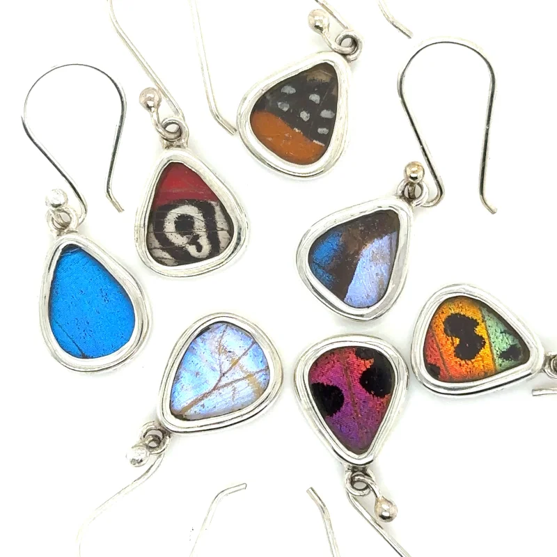 Small Wide Teardrop Butterfly Wing Earrings