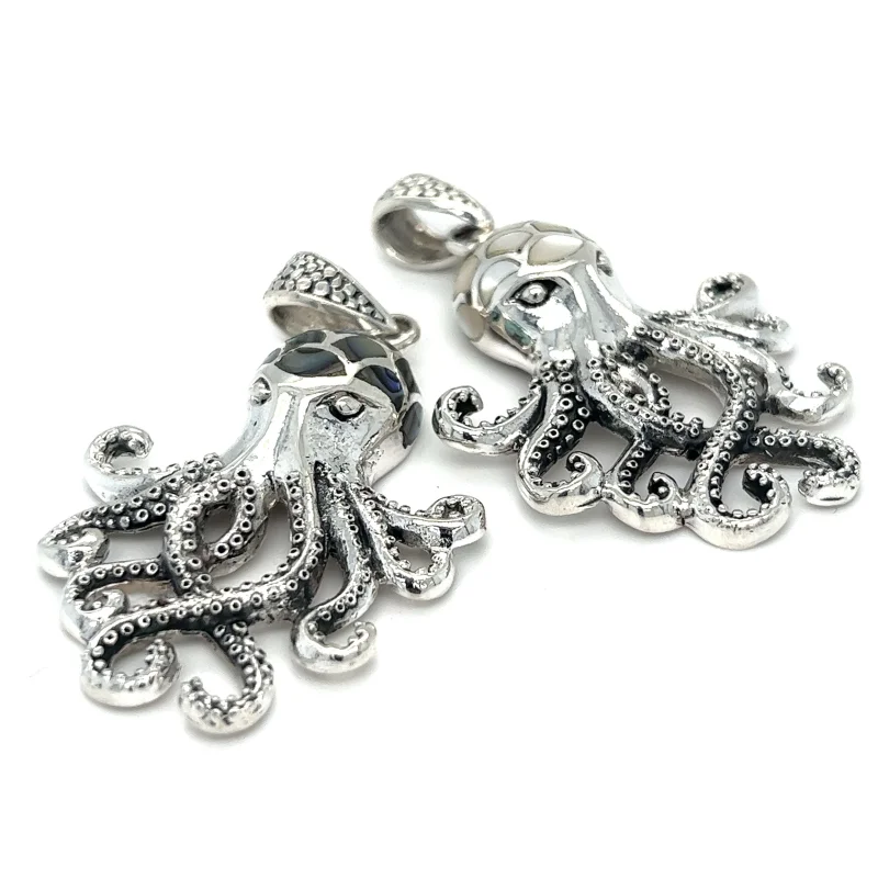 Statement Octopus Pendant with Inlay Stones
