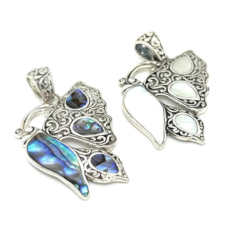 Filigree Butterfly Inlay Pendant