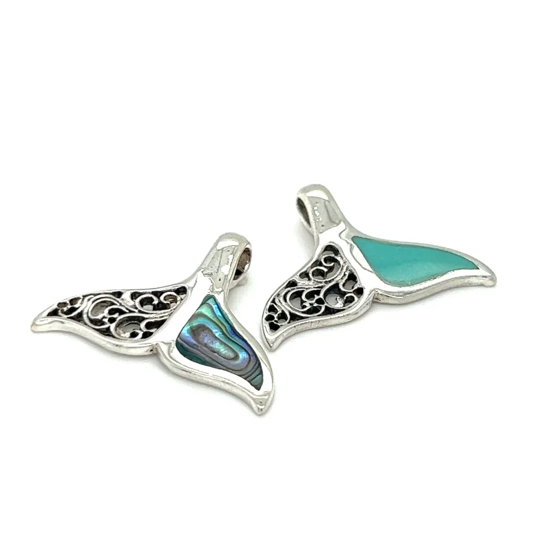 Half Filigree Whale Tail Pendant