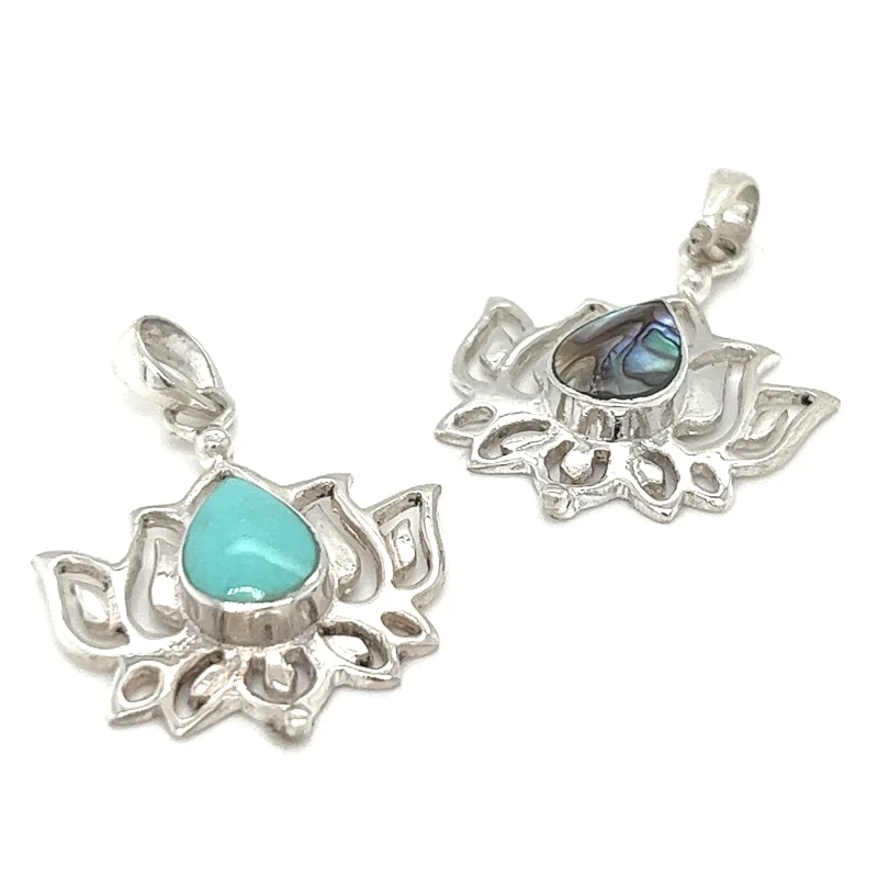 Lotus Outline with Teardrop Stone