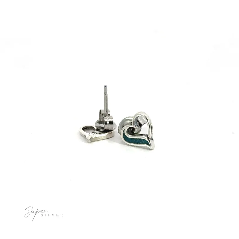 Turquoise Heart Outline Studs