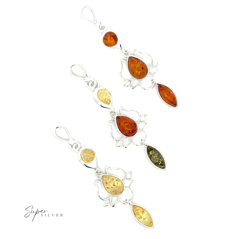 Amber Lotus Flower Pendant