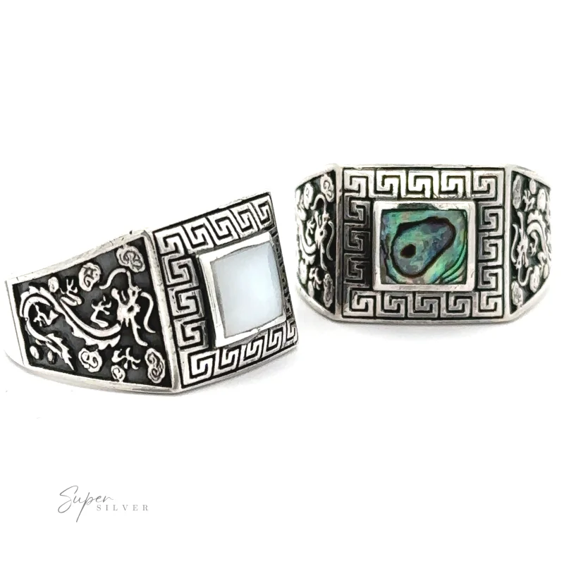 Stone Signet Ring with Dragon Design