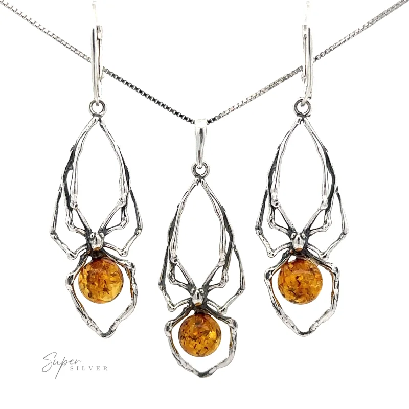 Beautiful Amber Spider Pendant
