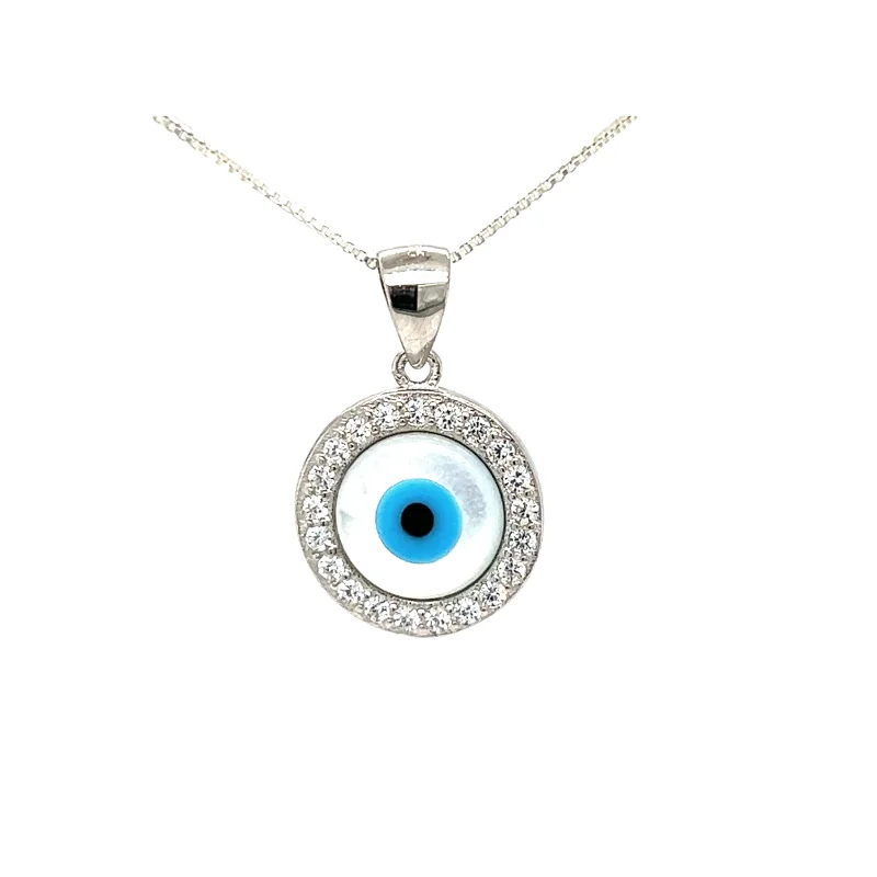 CZ Outlined Mother of Pearl Evil Eye Charm