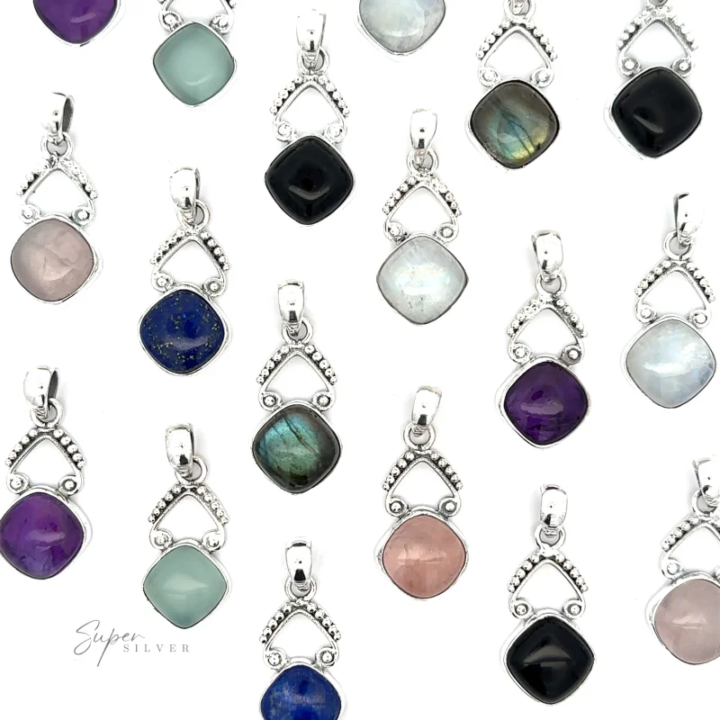 Diamond Shaped Gemstone Pendants