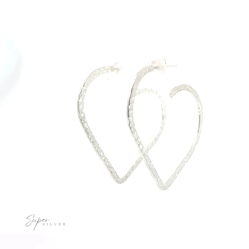 Textured Heart Hoop Earring