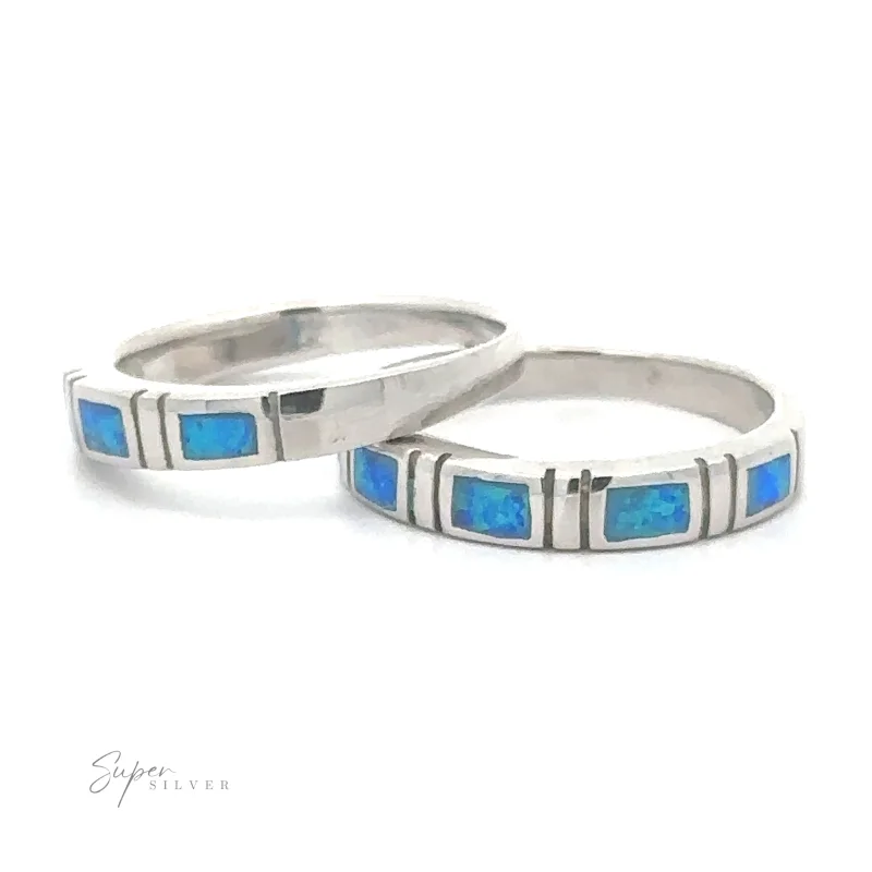 Stackable Band with Square Lab Opals