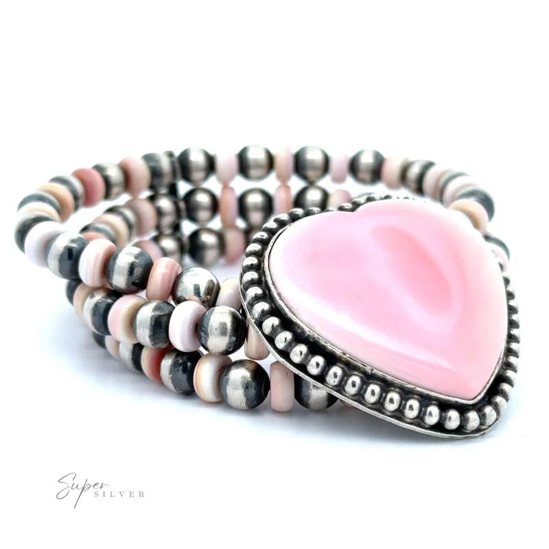 Native American Beaded Conch Heart Bracelet