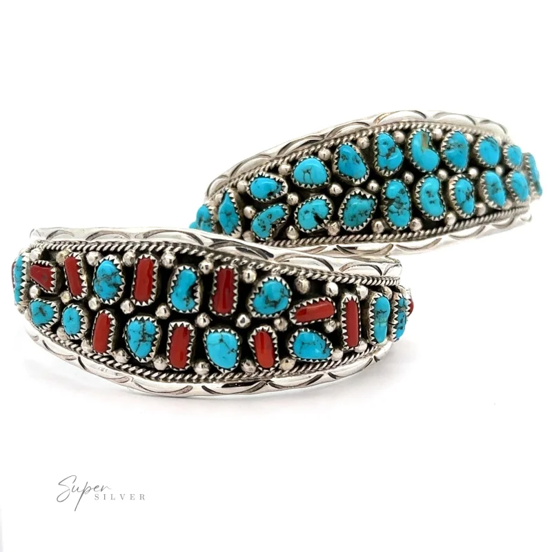 Native American Cluster Turquoise Cuff Bracelet