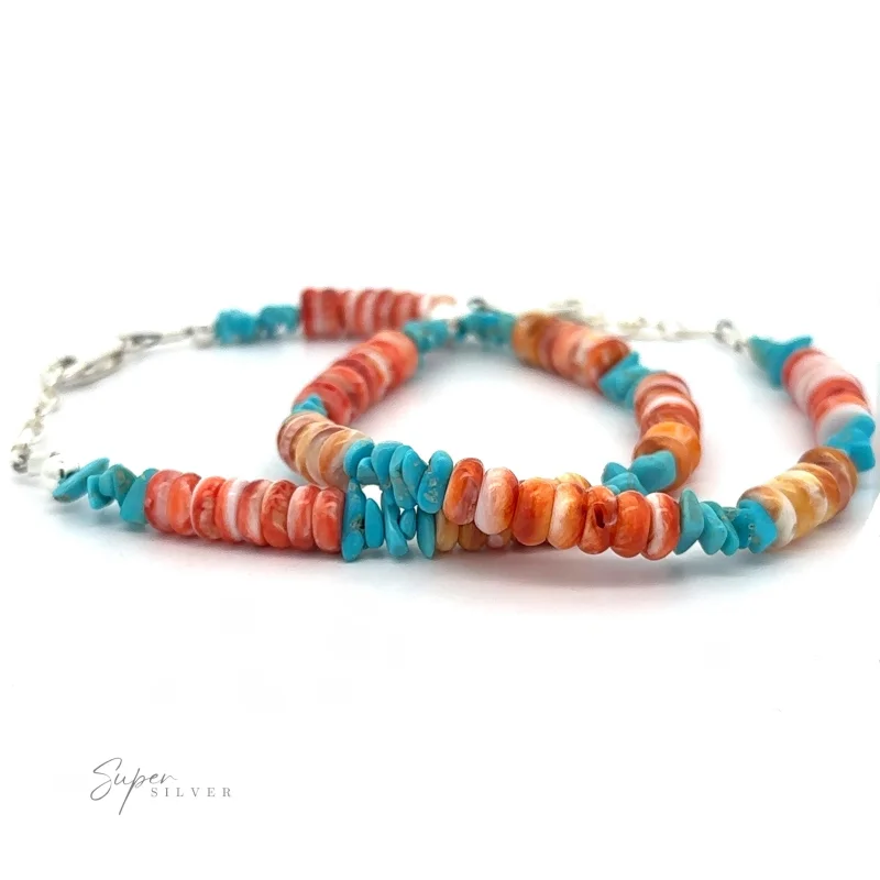 Native American Turquoise and Spiny Oyster Shell Bracelet