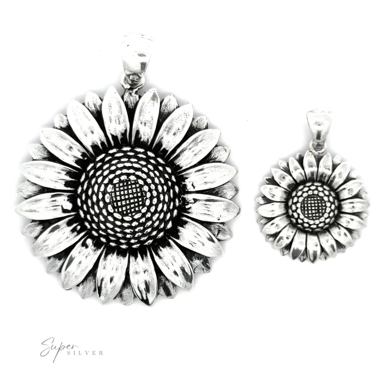 Silver Sunflower Pendants