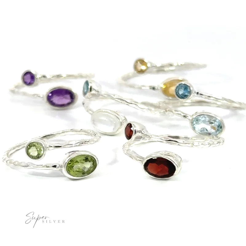 Textured Adjustable Band with Adorned Gemstones