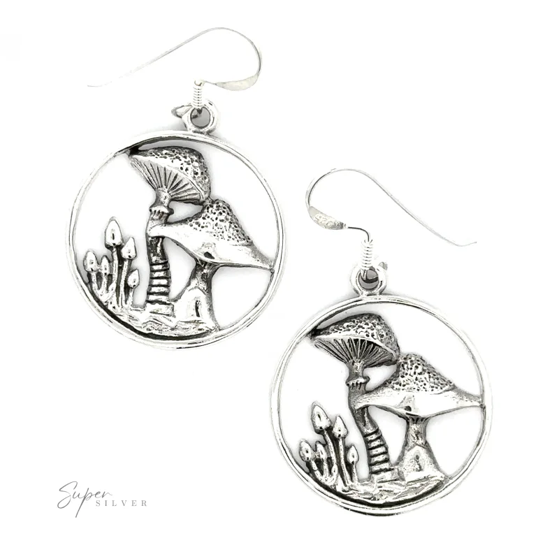 Trippy Encircled Mushroom Earrings