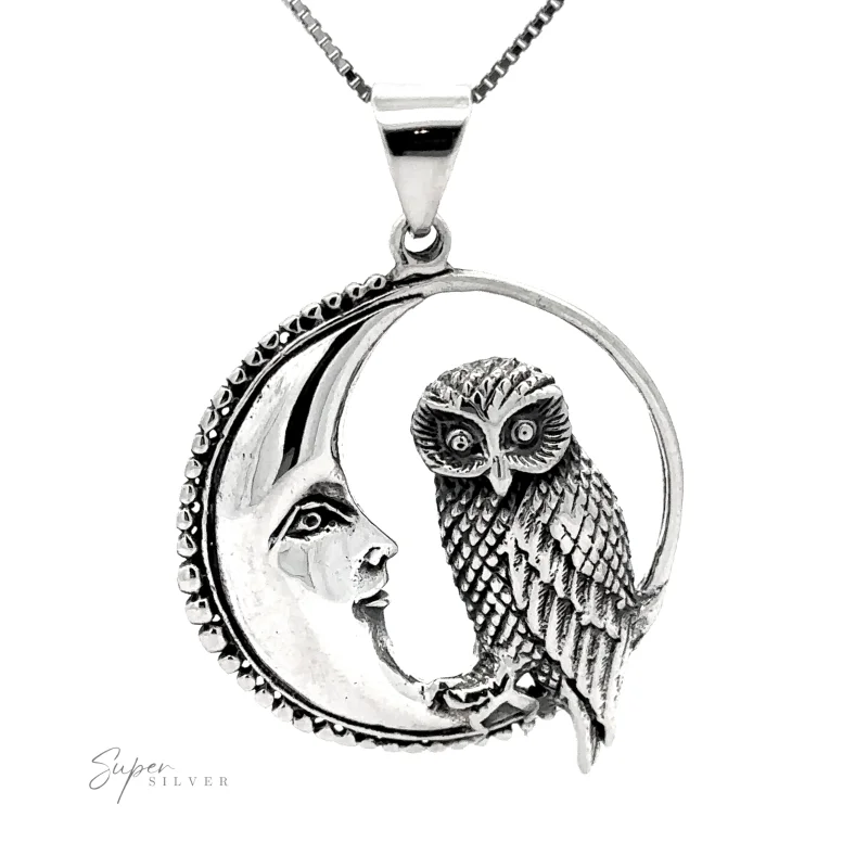 Owl and Moon Pendant