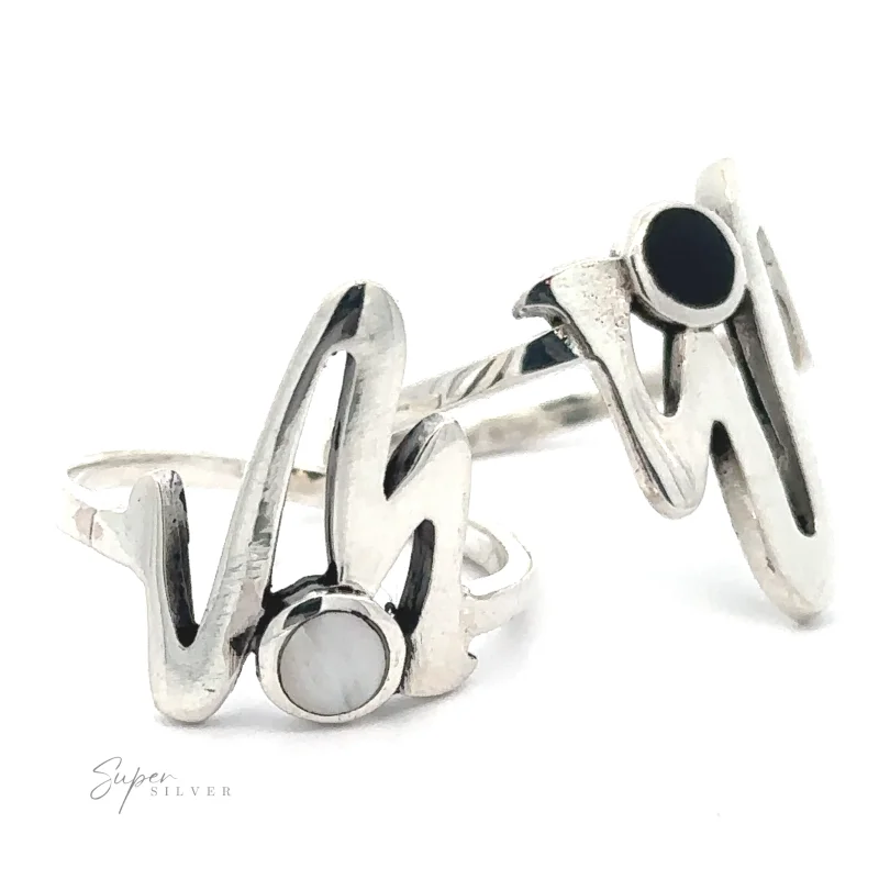 Stone Inlay Zig Zag ring