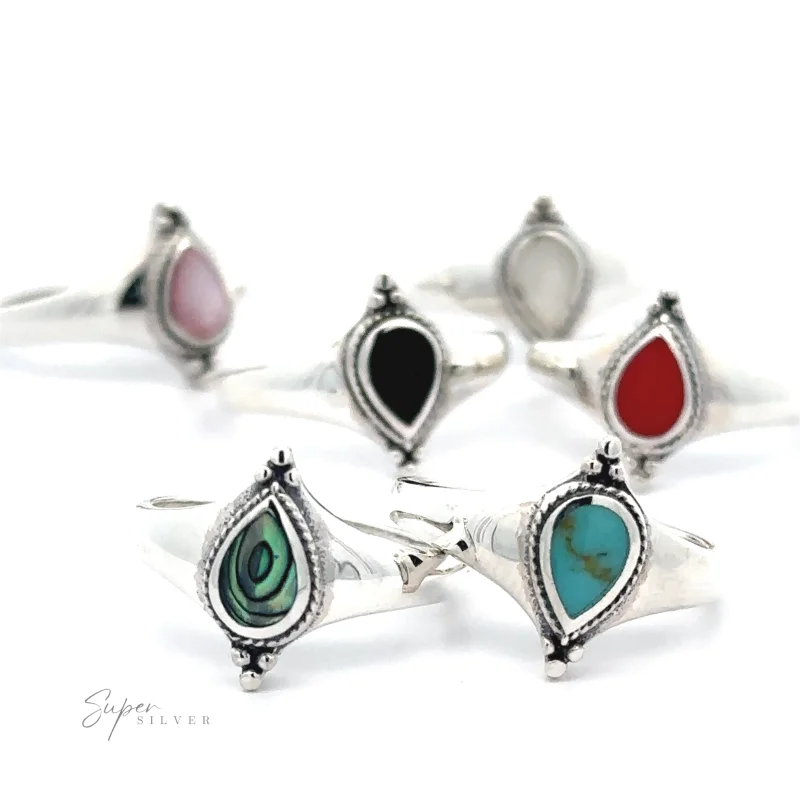 Teardrop Inlay Shield Ring