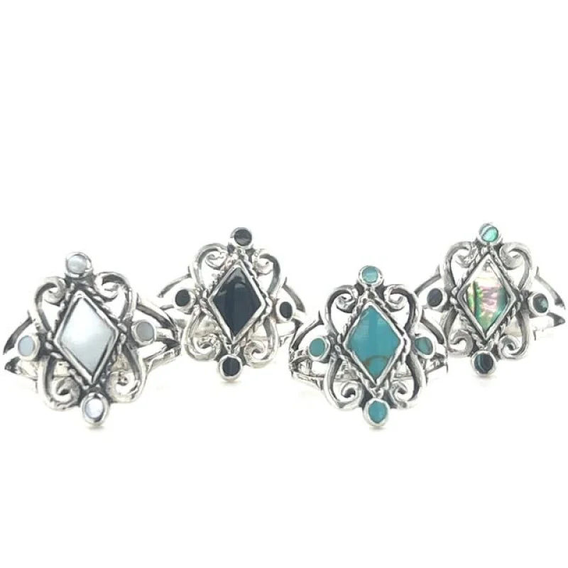 Victorian Style Inlay Ring Abalone