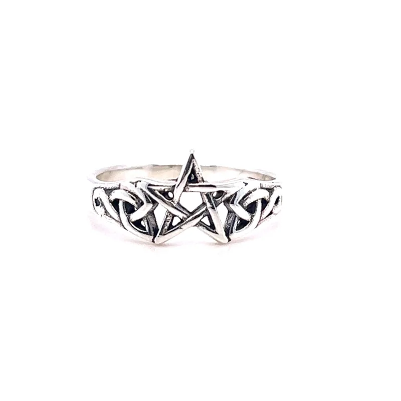 Small Pentagram Ring with Celtic Knot Design