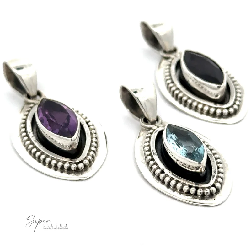 Beautiful Marquise  Pendant With Beaded Design