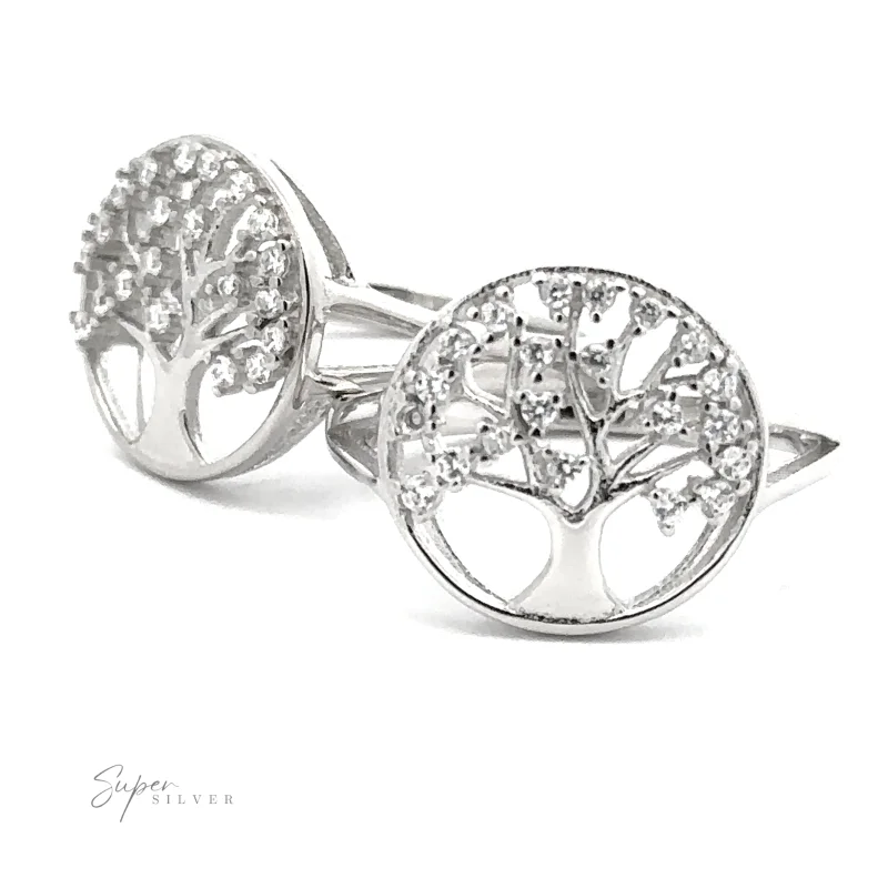 Tree Of Life Ring Cubic Zirconia Stones