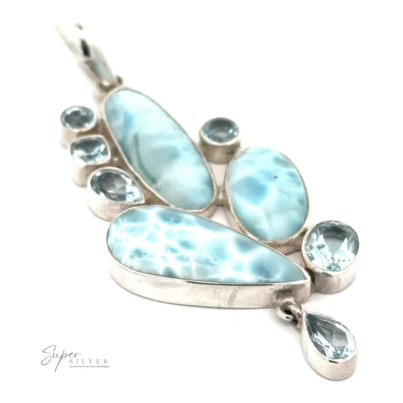 Beautiful Larimar and Blue Topaz Pendant