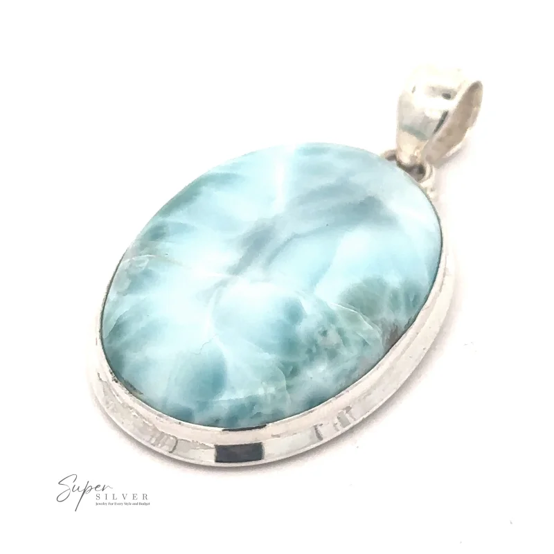 Simple Oval Larimar Pendant