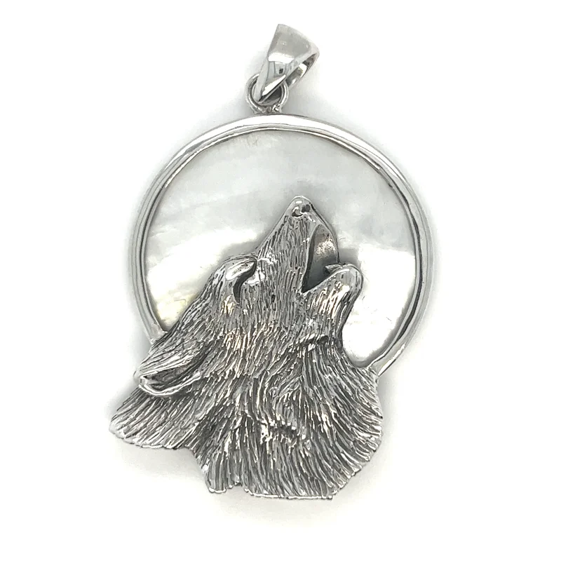 Wolf Howling At The Full Moon Pendant