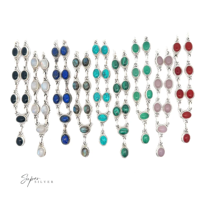 Simple Oval Y Necklace with Gemstones