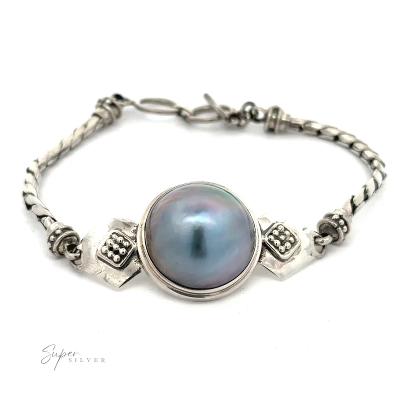Blue Mabe Pearl Bali Bracelet